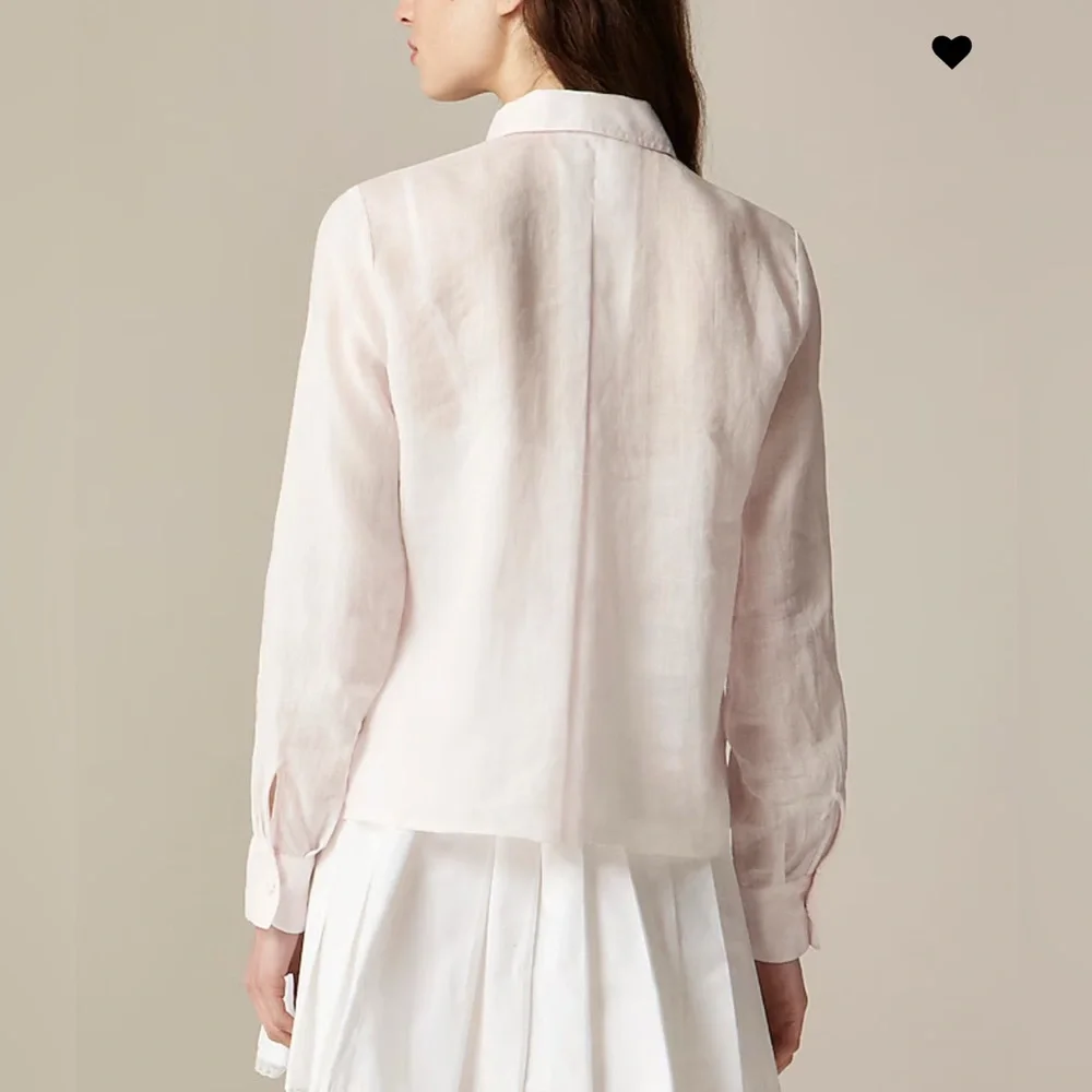 J Crew Collection Beaded Button-Up Shirt NWT Pastel Pink Ramie Luxury 10